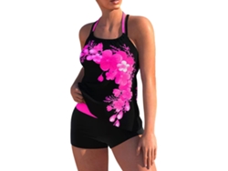Bikini rosa con estampado floral y tiras cruzadas, talla M