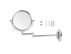 Espejo de maquillaje plegable de pared de 6 pulgadas, color plata, para baño, acabado en cobre.