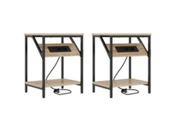 Juego de 2 mesitas de noche de roble Sonoma 38x30x48 cm MAISON EXCLUSIVE