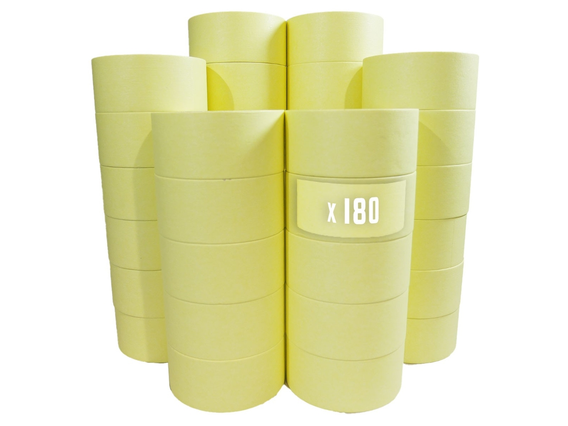 Lote de 180 Cintas adhesivas de enmascarar 50 mm x 50 m hasta 80 - Rollo de enmascarar para pintar TECPLAST