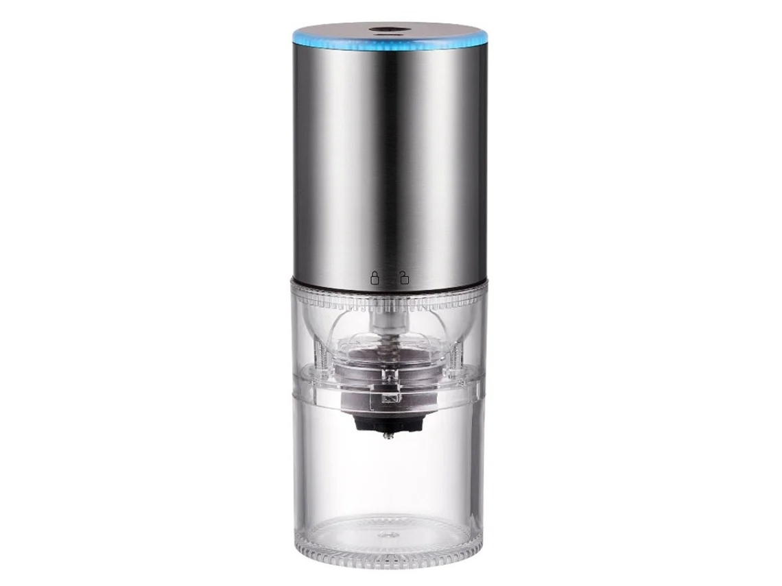 Mini cafetera eléctrica con molinillo de café recargable, color plateado Yizhood