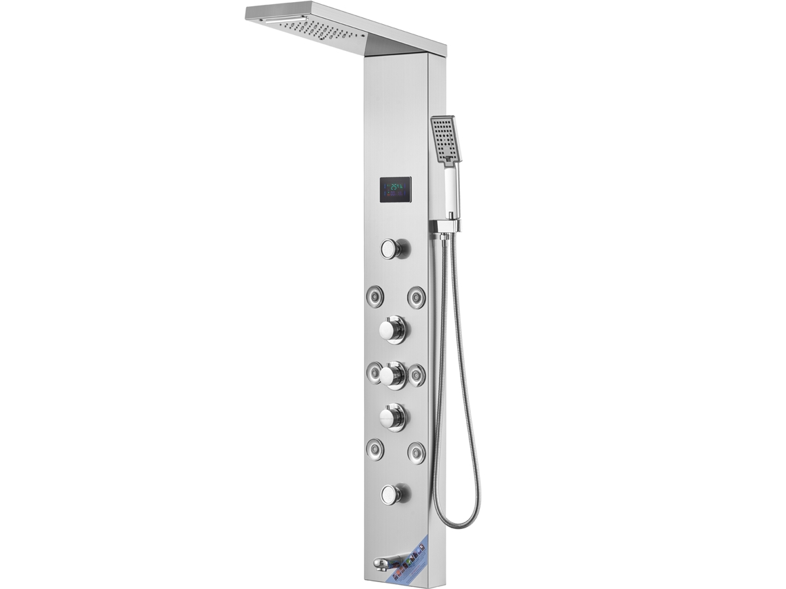 Sistema De Torre De Ducha Con Panel De Ducha Succebuy De 6 Modos, Hidroelectricidad, Led, Acero Inoxidable