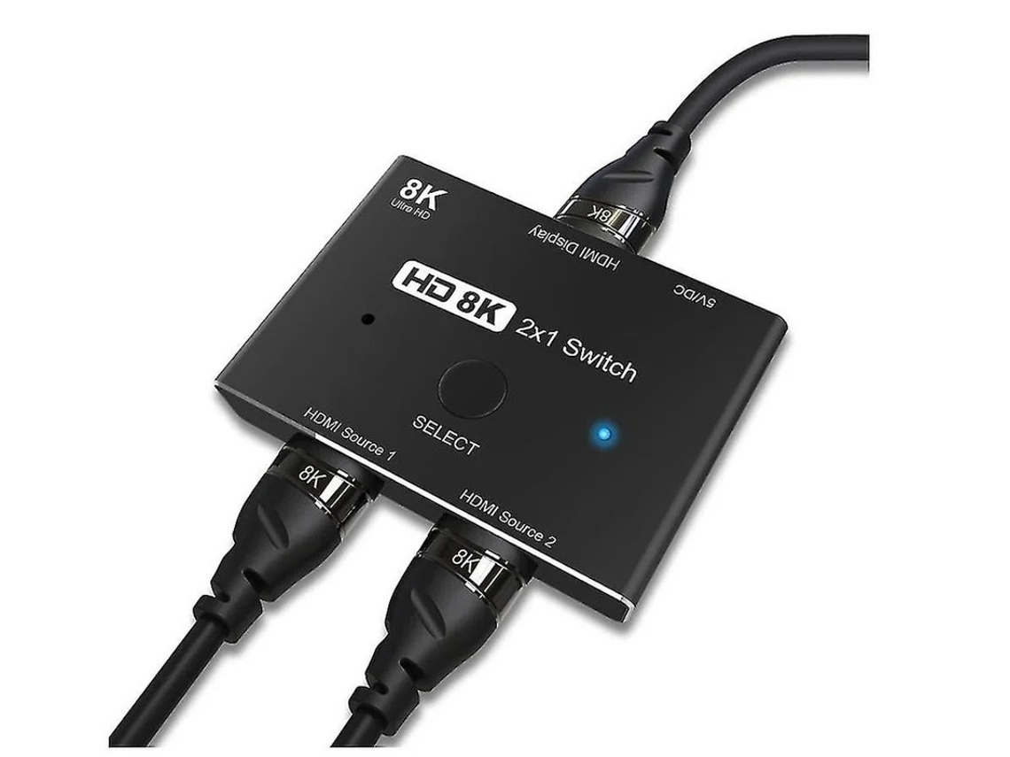 HDMI 2.1 Ultra HD de 8K de alta velocidad de 48 Gbps, solo interruptor direccional, 2 salidas, 8K, 60 Hz, 4K, 120 Hz, 8K, negro Bestvite