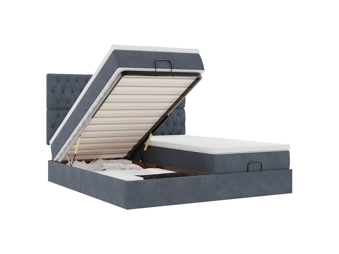 Maison Exclusive - Estructura Cama Otomana Colchones Terciopelo Gris Oscuro