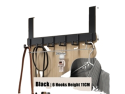 Ganchos para puerta, 6 ganchos, fácil instalación, negro - 11 cm
