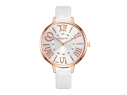 Reloj De Pulsera Analógico Sencillo Blanco Para Mujer Zhoulianfa Con Correa De Piel Sintética Y Movimiento De Cuarzo.