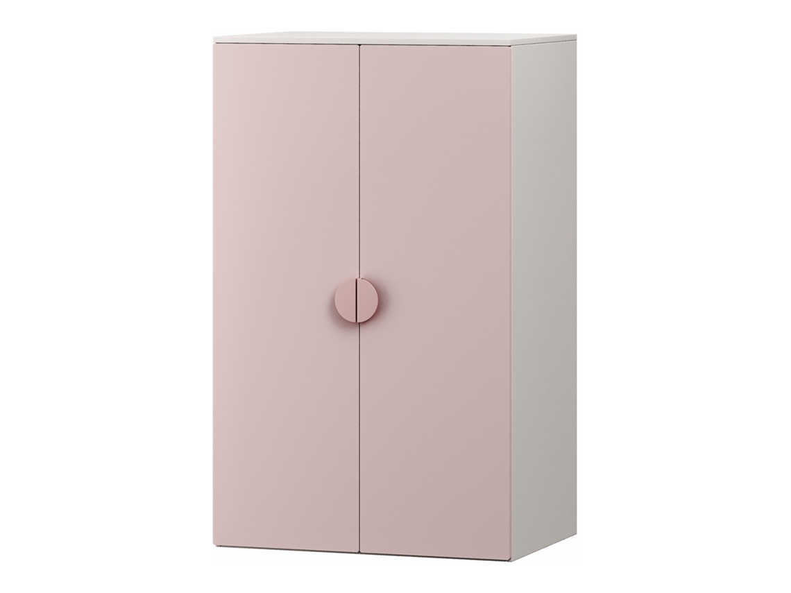 Armario infantil Sandnes con 2 puertas 123x60x40 cm Blanco/rosa.ken.casa