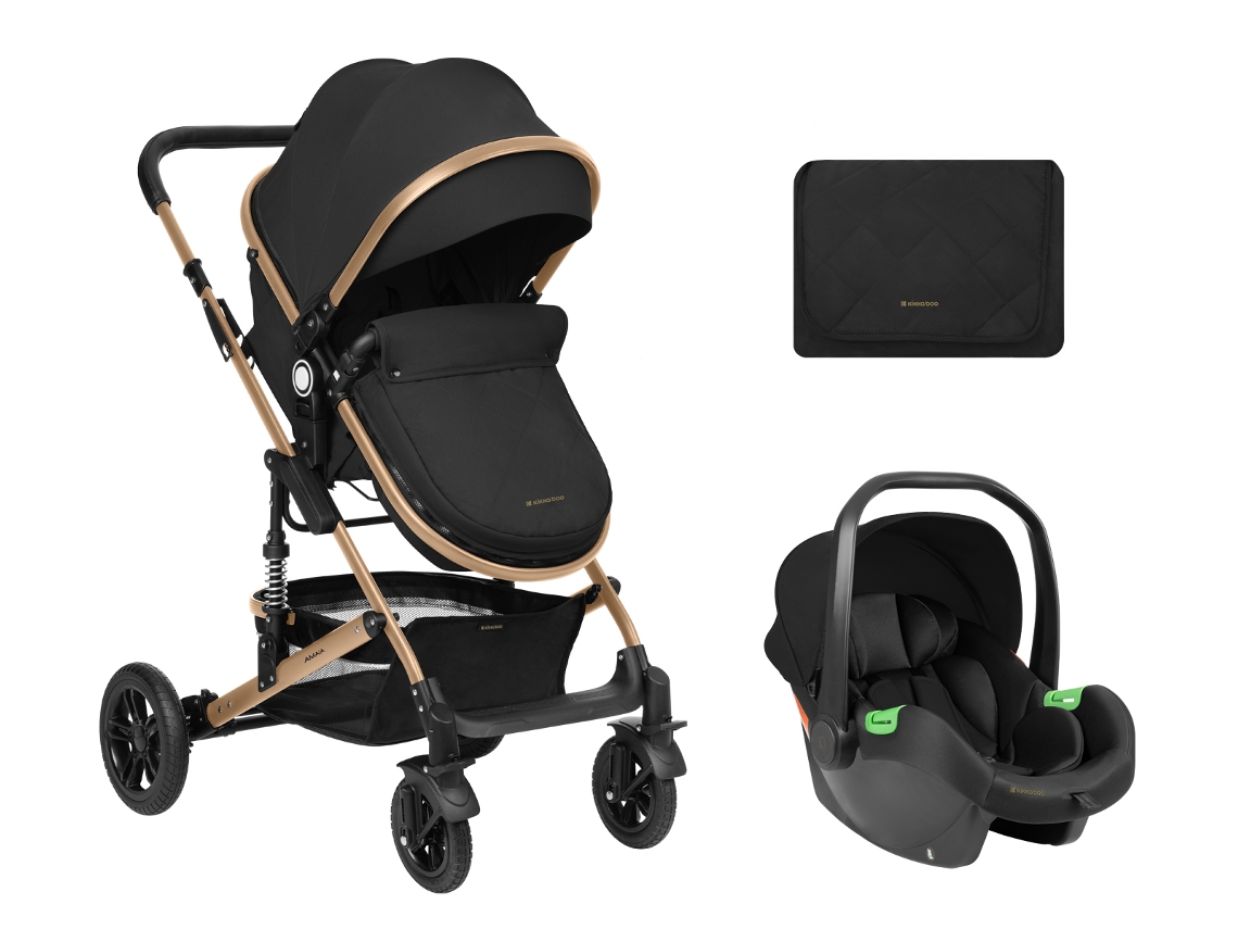 Cochecito de Bebé 3En1 con Asiento Transformable Amaia Negro 2024 KIKKABOO
