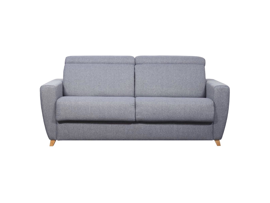 Sofá cama Goya Miliboo de 3 plazas con reposacabezas ajustable en gris claro con colchón de 18 cm