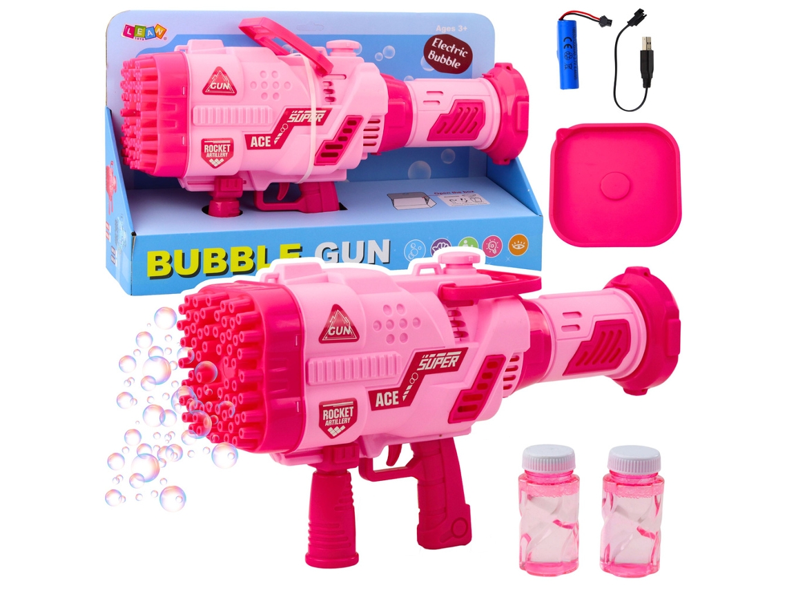 Pistola de burbujas eléctrica grande B.active de 64 agujeros, color rosa