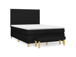 Maison Exclusive - Cama Box Spring Con Colchón Tela Negro 140x190 Cm