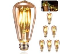 Bombillas Led Retro E27, 6 Unidades, St64 Vintage, 4w Blanco Cálido, Filamento Antiguo