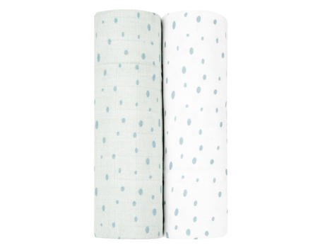 Set Pañal Muselina 2uds 80X80Cm Lunares Azul KIKKA BOO