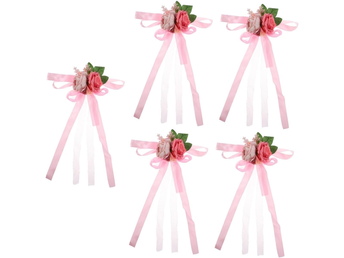 5 Piezas, Té, Decoración, Diseño Floral, 5 Piezas De Decoración Para El Respaldo De La Silla Con Flores En Rosa