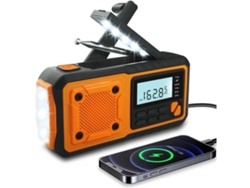 Radio de emergencia portátil de 4000 mAh con energía solar y manivela, con alarma AM/FM/WB/NOAA y alerta.