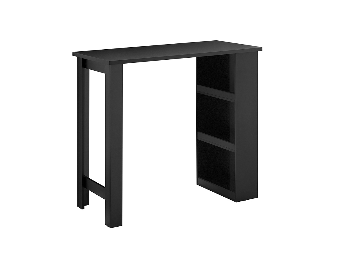 Mesa de cocina alta moderna con estantes, diseño que ahorra espacio para áreas pequeñas, negra, 112 x 57 x 106 cm Fwt17 Ii Sch Sobuy