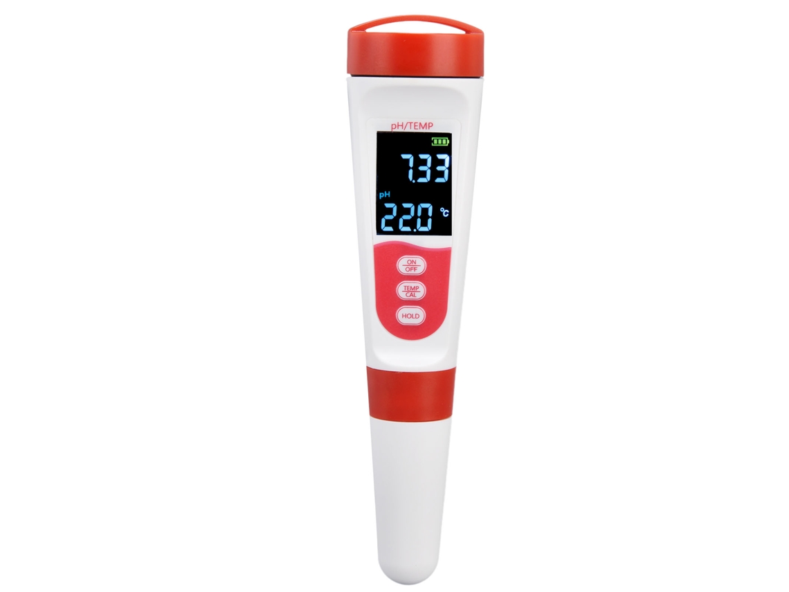 Medidor de pH portátil Primerox con pantalla LCD para agua potable, piscicultura, laboratorios y agricultura.