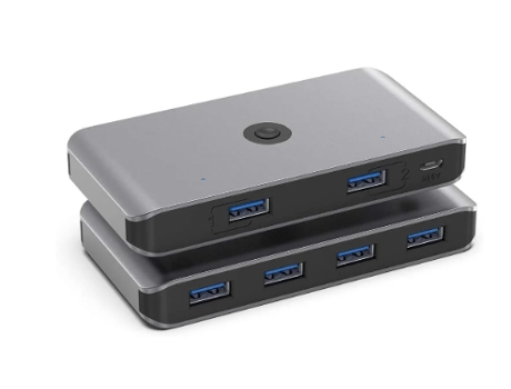 Conmutador Usb 3.0 Kvm 4 Puertos para 2 Piezas 2 Entradas 4 Salidas Conmutador Usb 3.0 para Impresora Teclado Ratón Unidad Flash Usb Escáner de BIS...