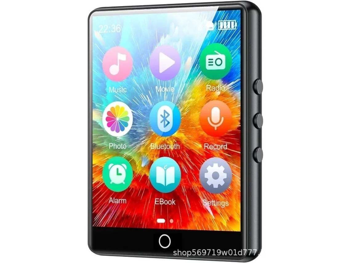 Mini Walkman Hi-Fi de 2,8 pulgadas con reproductor MP3, pantalla táctil y botones, Bluetooth, reproductor MP4 sin pérdida, negro, 32 GB Sfushos