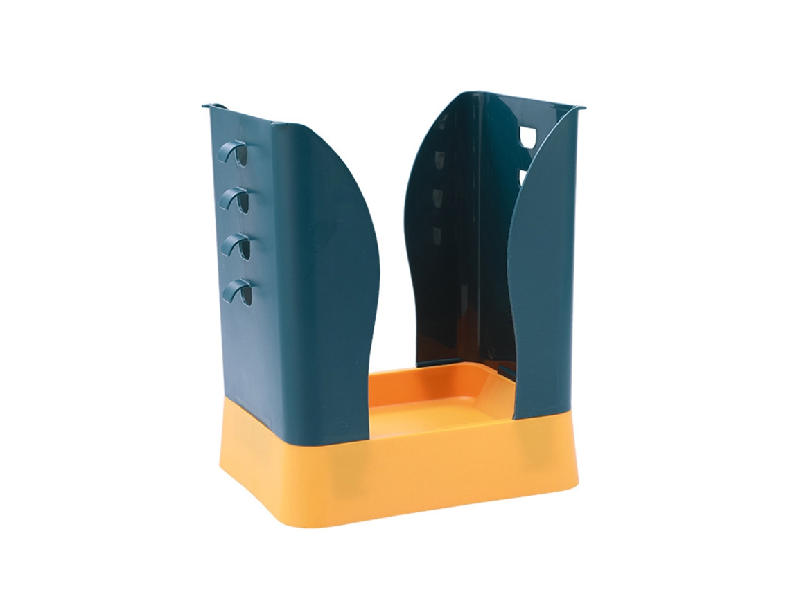 Cubo de basura de plástico de gran capacidad con soporte expandible para bolsas, azul y amarillo
