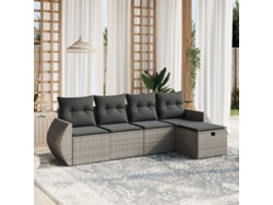Conjunto de sofás de jardín de 5 piezas DKD Home Decor con cojines de mimbre gris