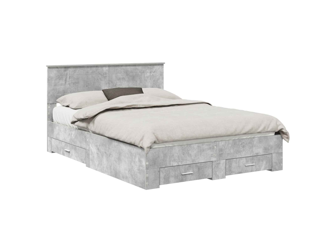 Maison Exclusive - Estructura De Cama Con Cabecera Gris Concreto 140 X 200 Cm