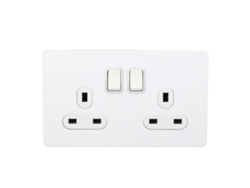 2026-tomacorriente De Pared De Doble Interruptor Panel De Acero Inoxidable 13a Blanco