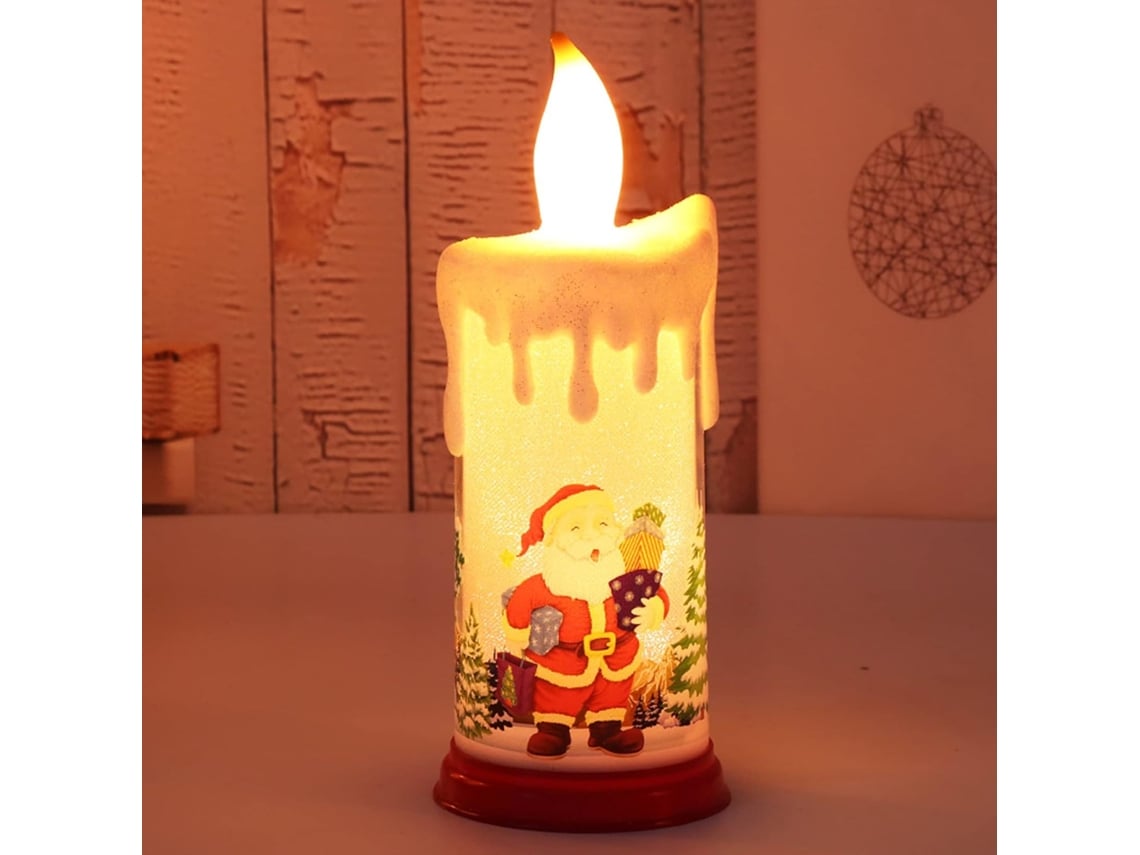 Vela Led Sin Llama, Vela Navideña Con Llama Simulada, Vela De Papá Noel Y Muñeco De Nieve A Pilas - Papá Noel B