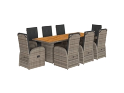 Maison Exclusive - Set Comedor Jardín 9 Pzas Y Cojines Ratán Sintético Gris