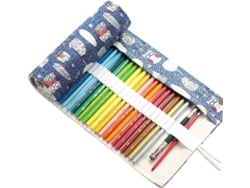 Estuche Para Lápices De Lona De 2 Piezas Con Ranuras Elásticas, Práctico Estuche Enrollable.