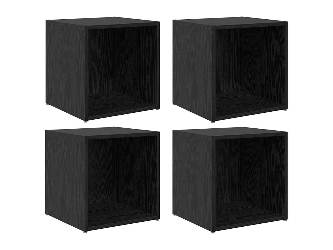 Conjunto De Mueble De Tv 4 Uds | Armario Para Tv Negro 37 X 35 X 37,5 Cm