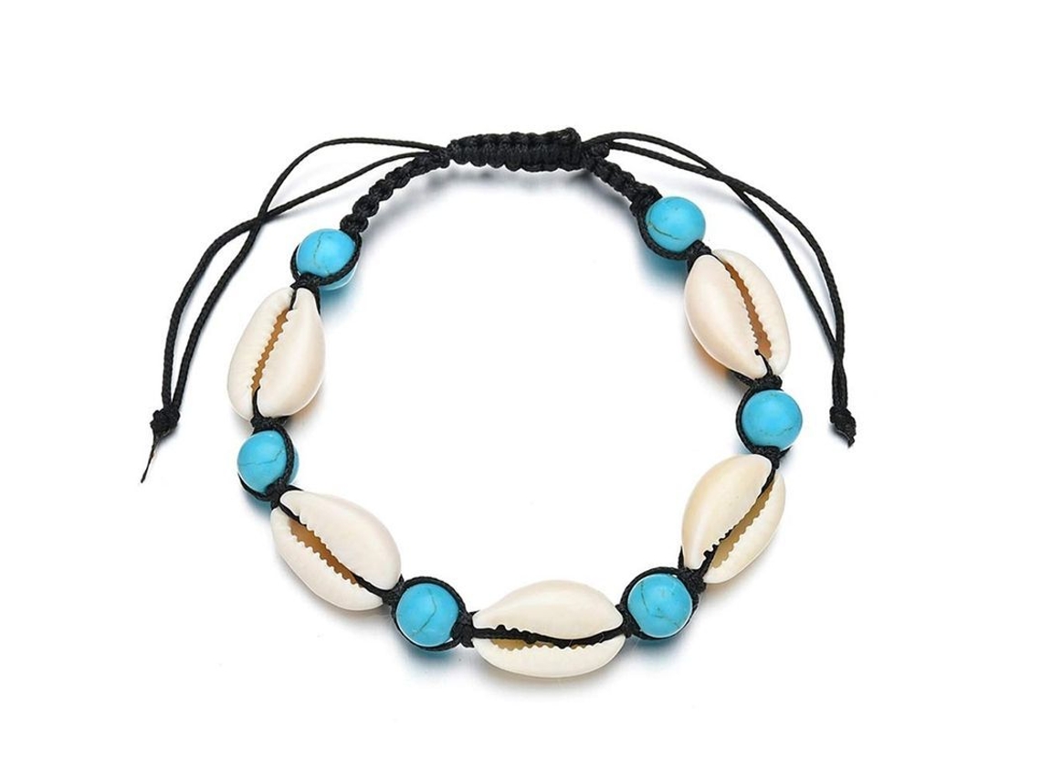 Pulsera Artesanal Hecha De Piedras Marinas Y Conchas Tejidas Para Mujeres Y Adolescentes, Pulsera De Playa Ajustable.