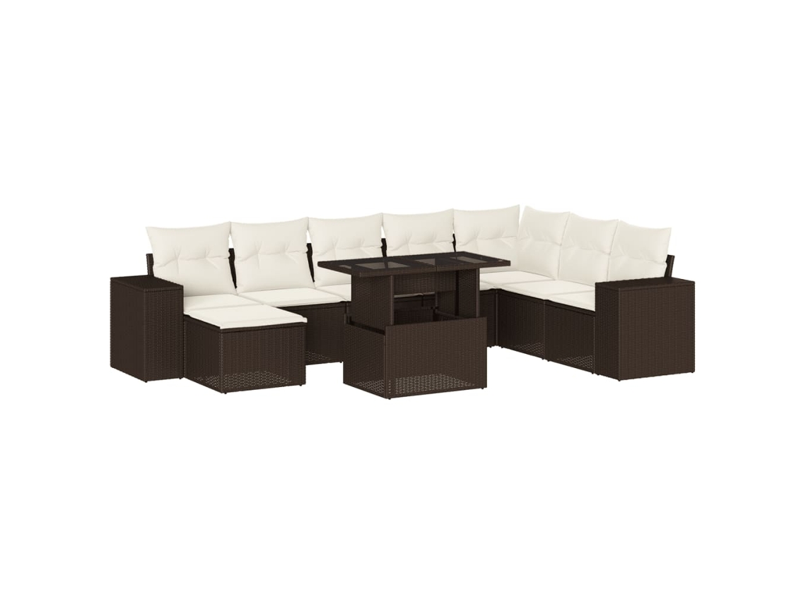 Maison Exclusive - Set De Sofás De Jardín 9 Pzas Y Cojines Ratán Sintético Marrón