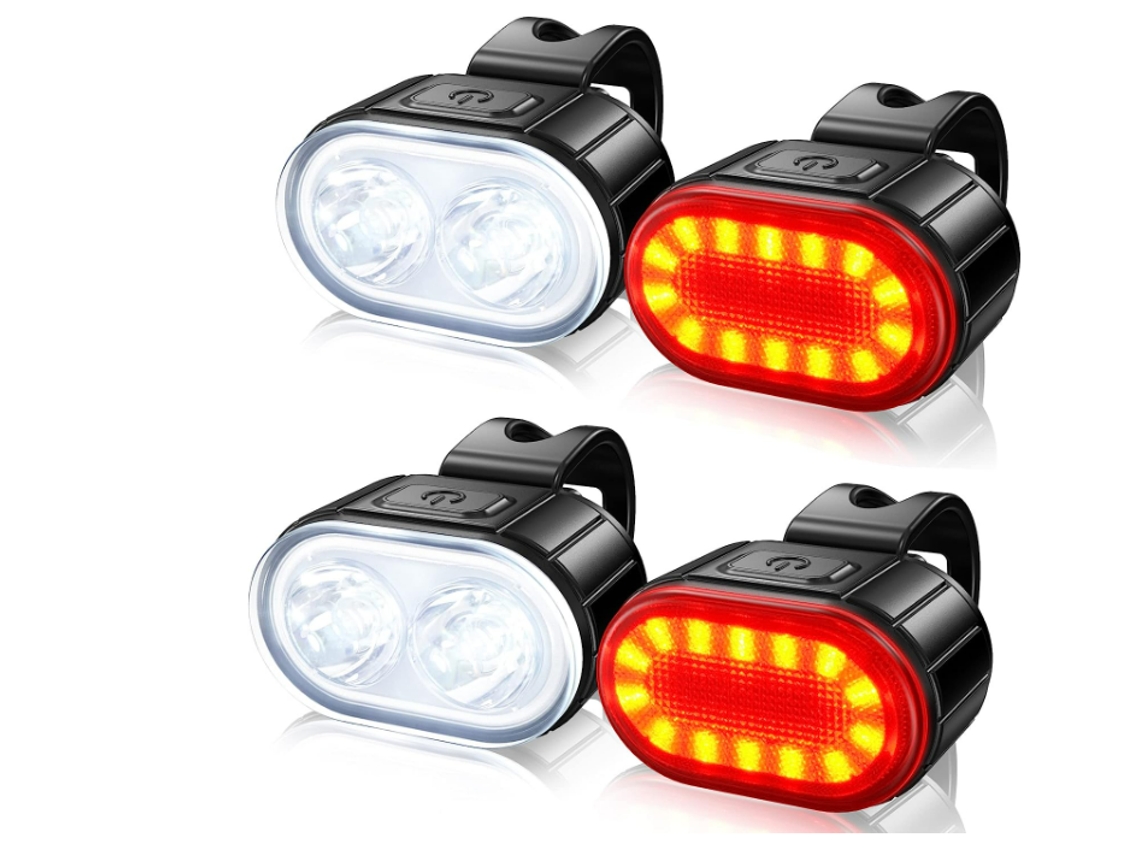 2 Juegos Luces Bicicleta Ipx5 Usb Recargable Negro