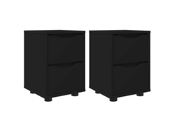 Juego de 2 mesitas de noche negras con cajón MAISON EXCLUSIVE 30,5x30x43 cm
