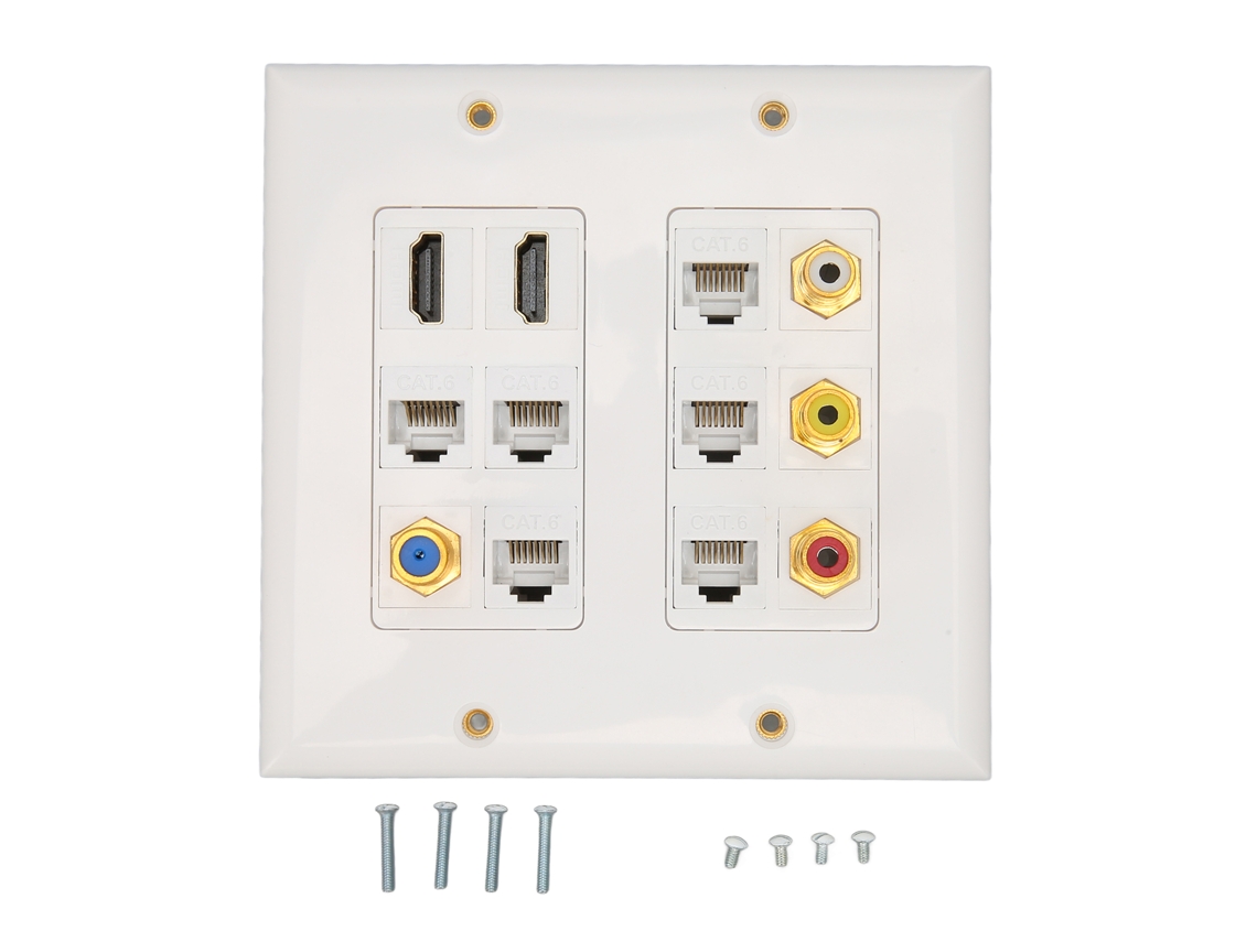 Placa De Pared Ethernet Con Interfaz Multimedia Hd Cat6, Conector F Para Tv, Rca Coaxial, Placa De Pared Ethernet Para