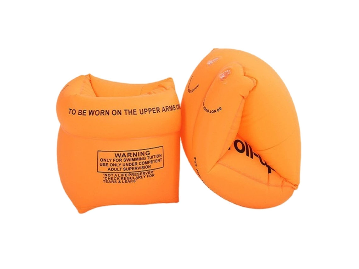 Brazaletes inflables para piscina, para niños y adultos - PVC, aptos para niños de 3 a 12 años. Naranja, 2 unidades.