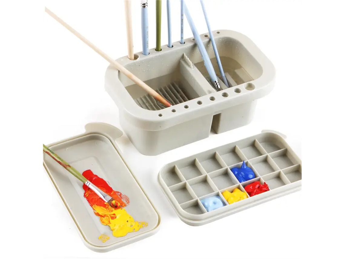 Pincel Y Paleta De Pintura Multifuncionales Con Soporte Y Recipiente Para Pintura.