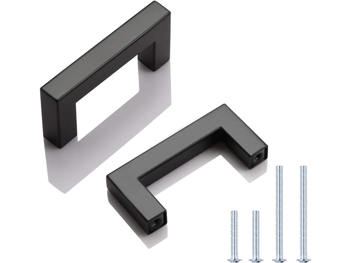 Juego De 12 Tiradores Modernos Acero Inoxidable Para Armarios Con Barra Cuadrada Ancho Acabado Negro. 12 Mm