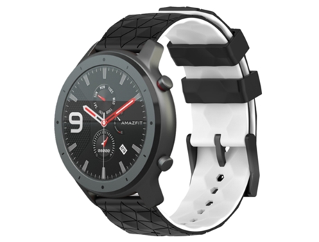 Correa de reloj inteligente para Amazfit GTR 47 mm 22 mm Textura de fútbol Correa de reloj de silicona de dos colores (negro + blanco)