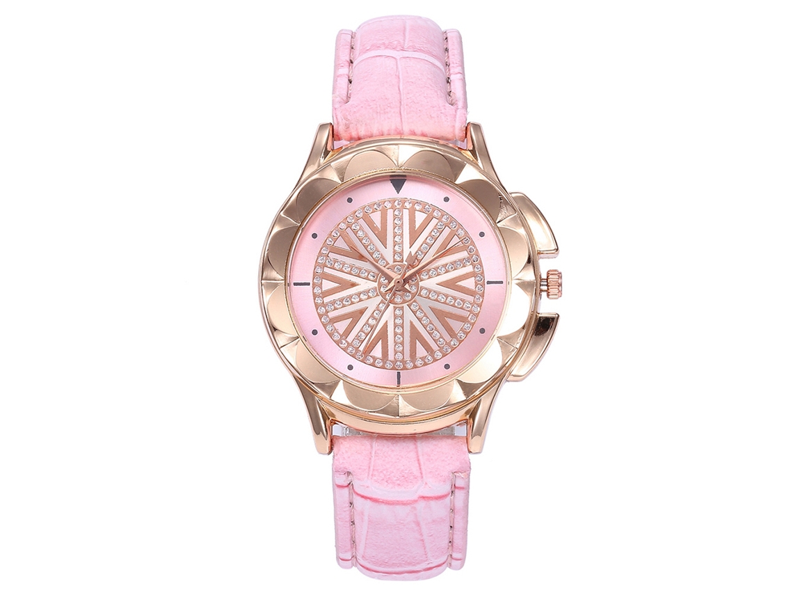 Reloj De Pulsera Vansvar Para Mujer En Piel Sintética Con Estampado Floral Y Esfera De Cuarzo Rosa.