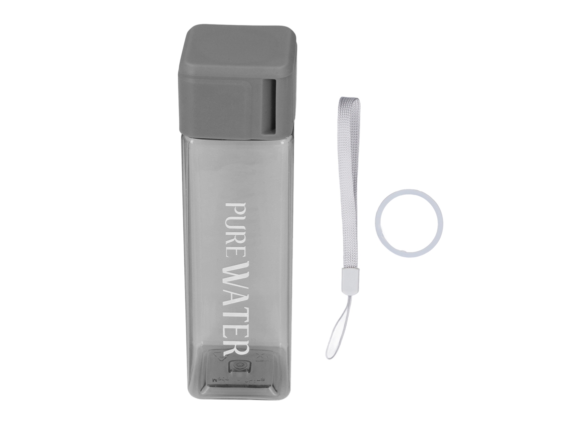 Botella De Agua Portátil Transparente De 500 Ml Con Correa De Muñeca A Prueba De Fugas, Reutilizable, De Plástico Pc Gris.