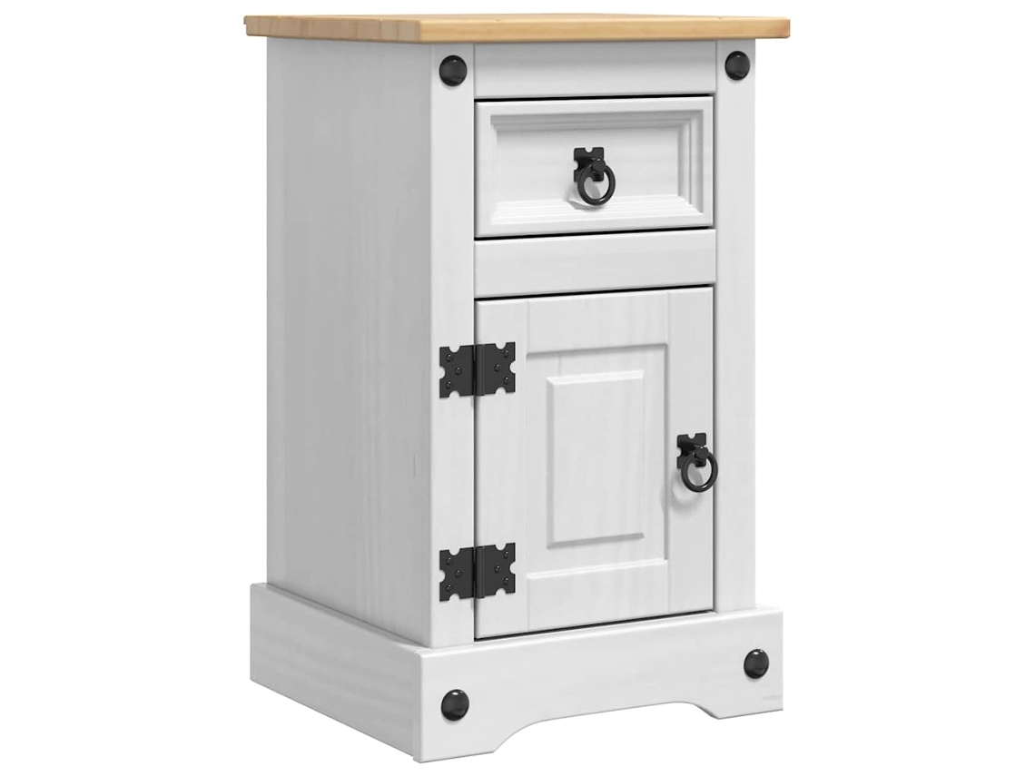 Mesita de noche blanca con cajón, 35 x 32,5 x 58 cm, MAISON EXCLUSIVE