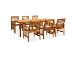 Juego de comedor de jardín de 7 piezas con cojines de acacia maciza DKD Home Decor