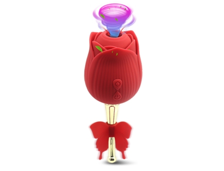 Vibrador de succión 2 en 1 mariposa rosa para mujer (rojo) ENZONS