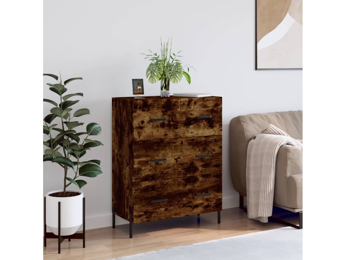 Aparador De Madera De Ingeniería Roble Ahumado 69,5x34x90 Cm