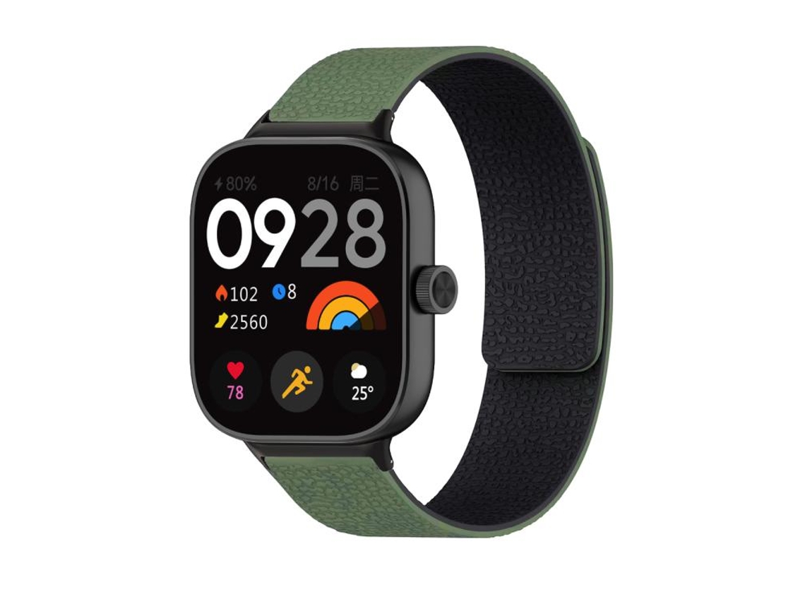 Bracelete Para Redmi Watch 6 / 5 / 4 - Silicone Macio Magnético - Textura De Lichia Verde E Preto