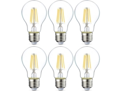 Kit De 6 Bombillas Led E27 De 4w (equivalentes A 40w) Con Filamento Transparente, No Regulables.
