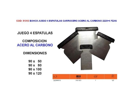 Bahco juego 4 espatulas carrocero acero al carbono 2220 4 pzas