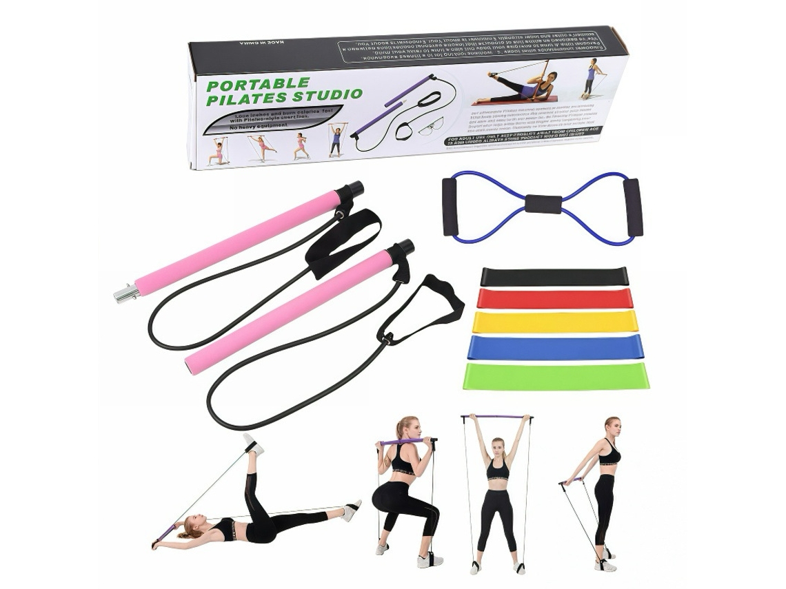 Juego De Barra De Pilates De 7 Piezas (Rosa)  DIGITALLAB